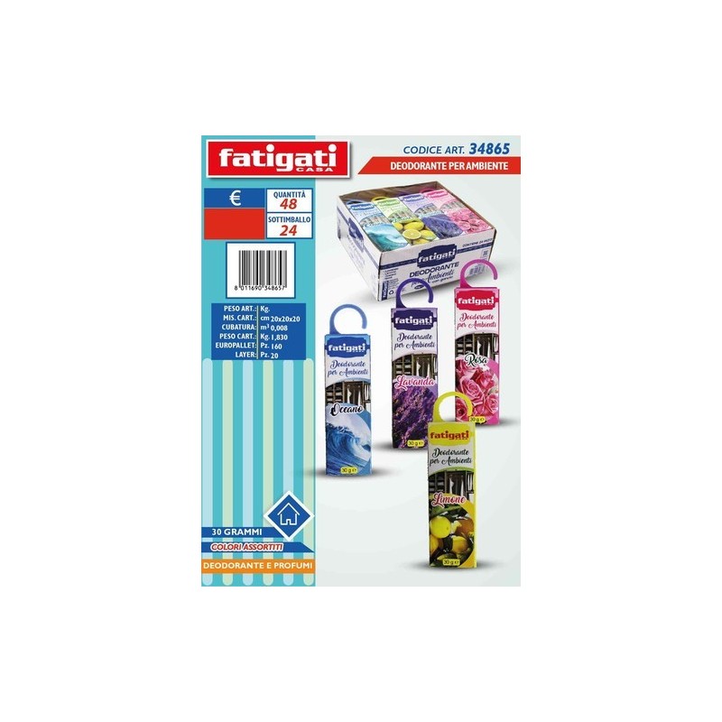 FATIGATI DEO AMBIE. PROFUMAZIONI ASSORTITE CON GANCIO IMBALLI INTERI X 12