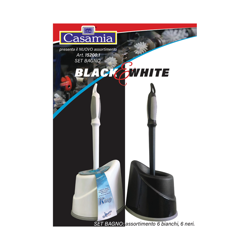 CASAMIA SCOPINO+PORTASCOP. WC 3PZ BIANCO 3PZ NERO  IMBALLI INTERI X 6