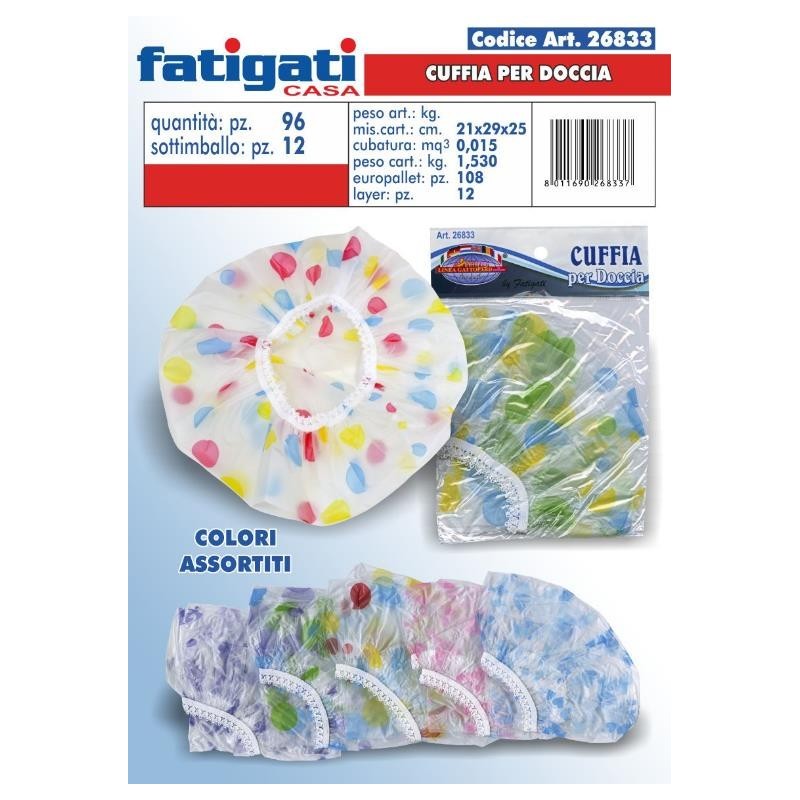 FATIGATI CUFFIA CAPELLI  PER DOCCIA 2 PZ IMBALLI INTERI X 12