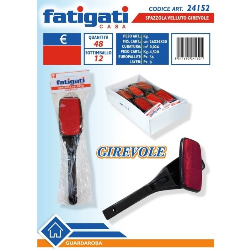 FATIGATI SPAZZOLA VELLUTO GIREVOLE IMBALLI INTERI X 12