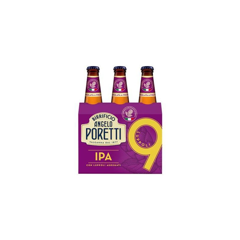 BIRRA PORETTI 9 LUPPOLI IPA 5.4° CL.33X3