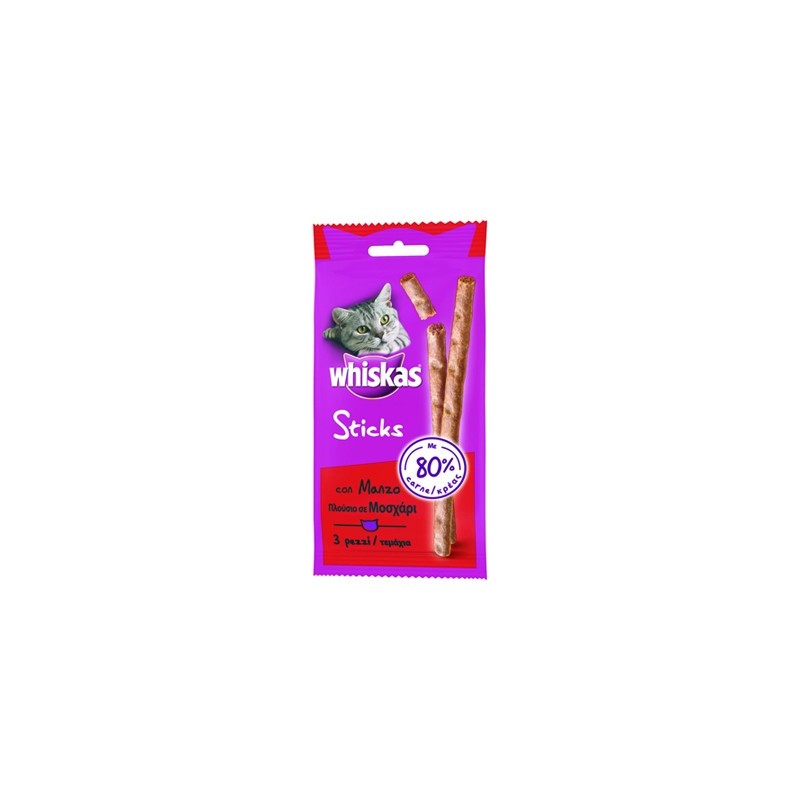 WHISKAS STICKS GR.18 MANZO