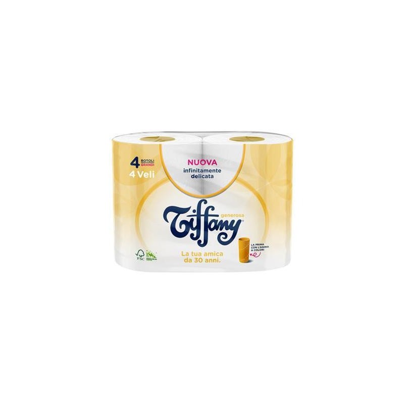 TIFFANY CARTA IGIENICA 4 VELI4 ROTOLI GENEROSA ANIMA COLORA