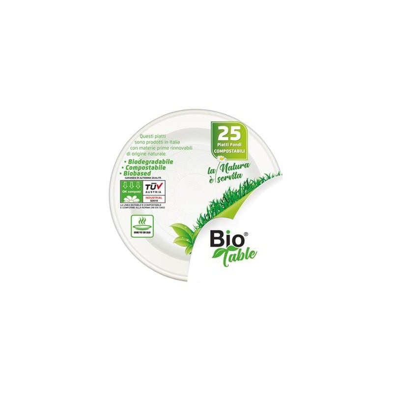 BIOTABLE PIATTI X 25 PEZZI FONDI