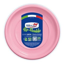 DOPLA PIATTO FRUTTA X 25 100% RICICLABILE ROSA
