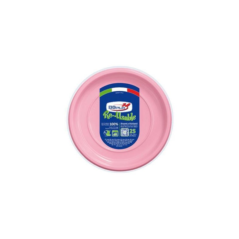 DOPLA PIATTO FRUTTA X 25 100% RICICLABILE ROSA