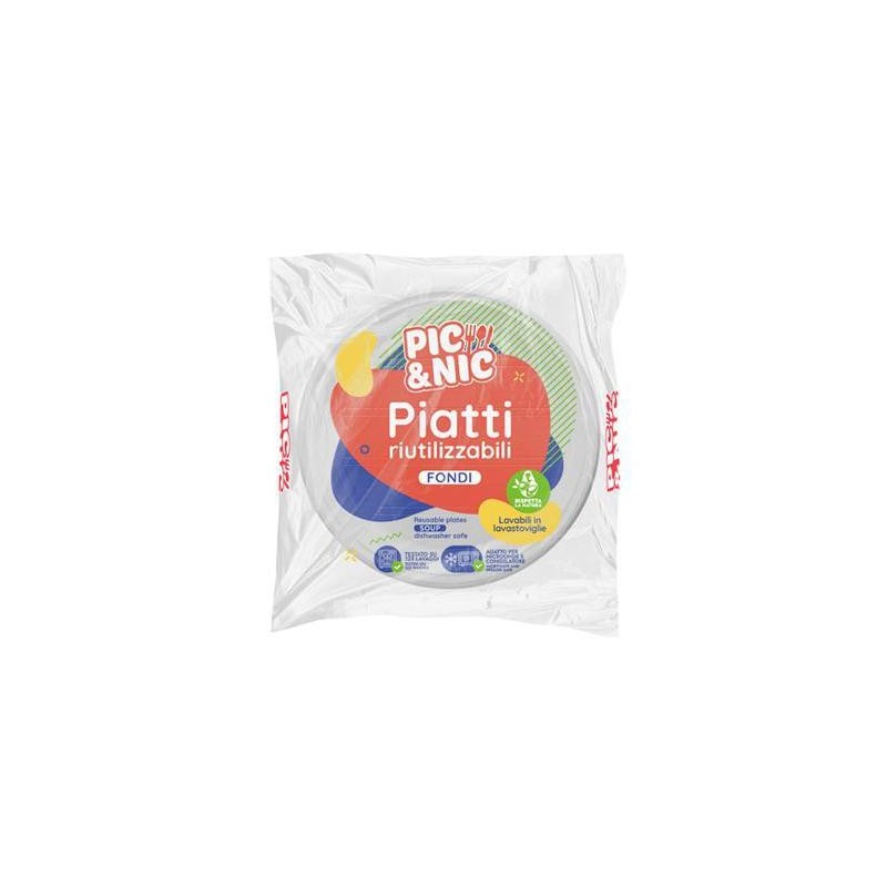 PIC&NIC PIATTI FONDI BIANCHI RIUTILIZZABILI 45PZ