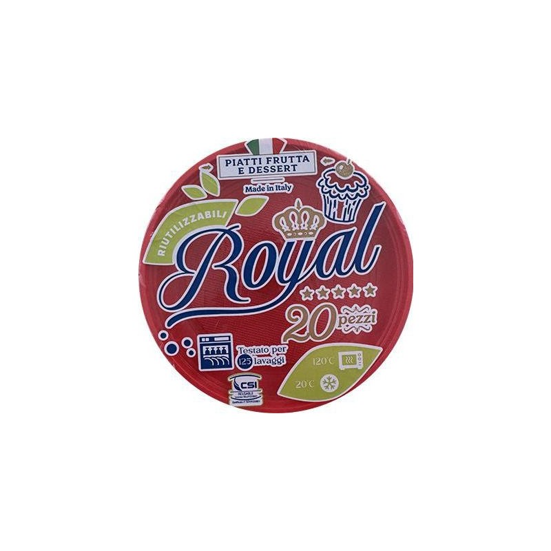 ROYAL PIATTI DESSERT 20PZ CM16ROSSI RIUTILIZZABILI