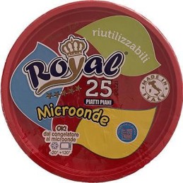 ROYAL PIATTI PIANI 25PZ CM21 ROSSI RIUTILIZZABILI