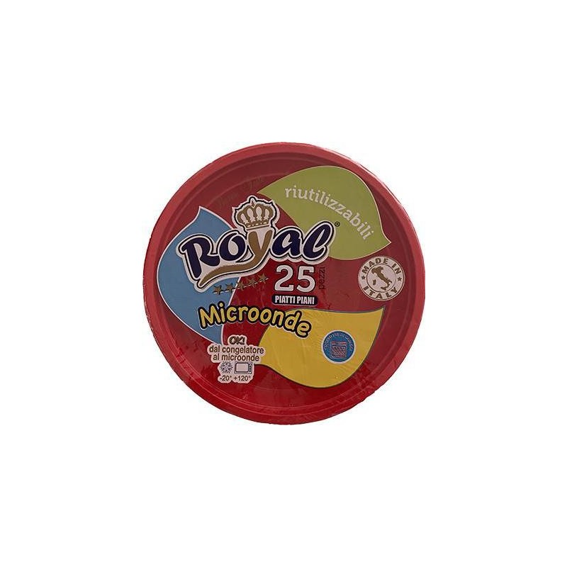 ROYAL PIATTI PIANI 25PZ CM21 ROSSI RIUTILIZZABILI