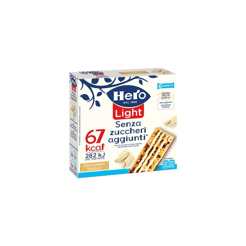 HERO BARRETTE LIGHT GR.20X6 CIOCCOLATO BIANCO