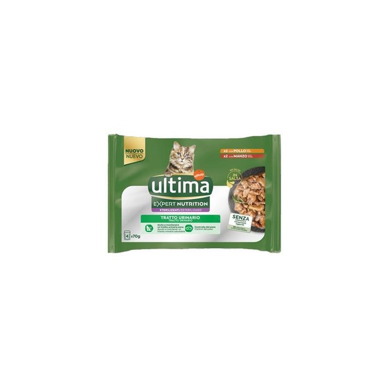 ULTIMA CAT EXPERT NUTRITION POLLO/MANZO GR.70X4