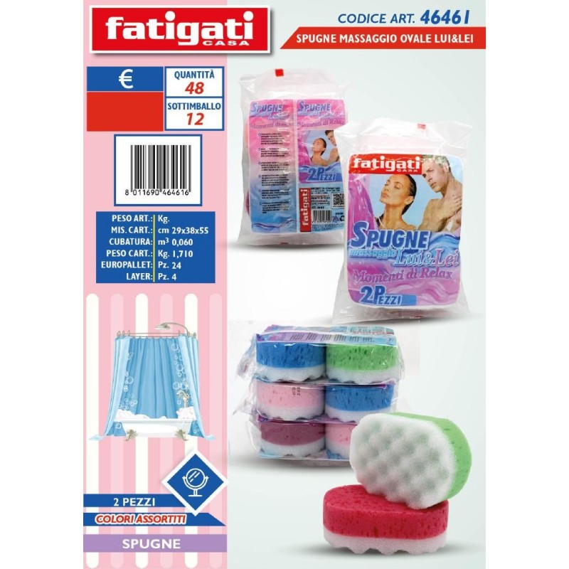 FATIGATI SPUGNA MASSAGGIO 2 PZ LUI&LEI IMBALLI INTERI X 12