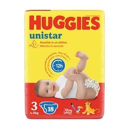 HUGGIES PANNOLINI UNISTAR TG.3 X 18 IMBALLI INTERI X 4