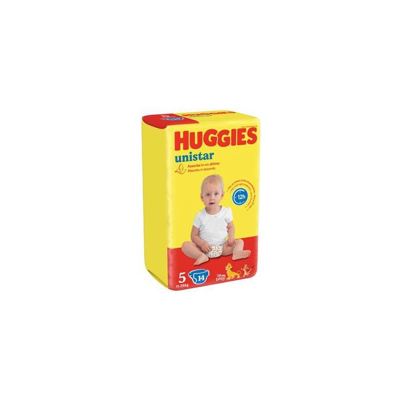 HUGGIES PANNOLINI UNISTAR TG.5 JUNIOR X14 IMBALLI INTERI X 6