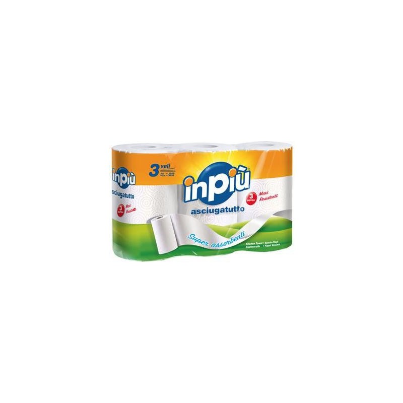 IN PIU' ASCIUGATUTTO 3 ROTOLI 3 VELI