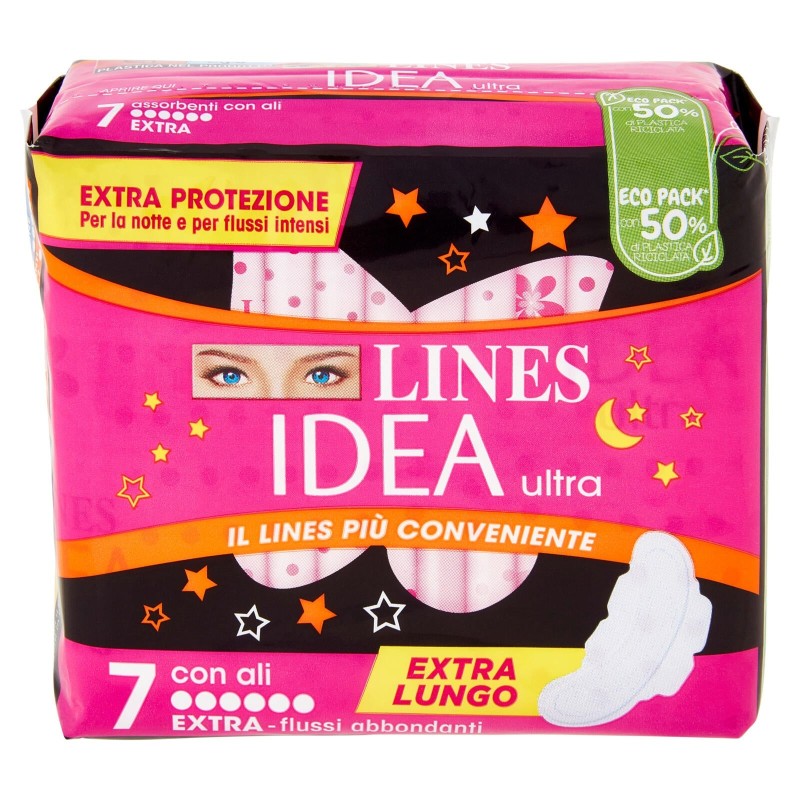 LINES IDEA ASSORBENTI ULTRA EXTRA LUNGO C/ALI X7 IMBALLI INTERI X 18