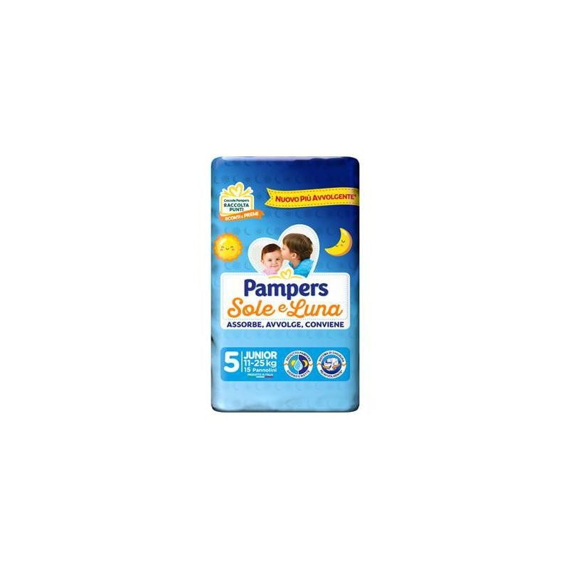 PAMPERS SOLE & LUNA PANNOLINI X15 JUNIOR TG 5 IMBALLI INTERI X 8