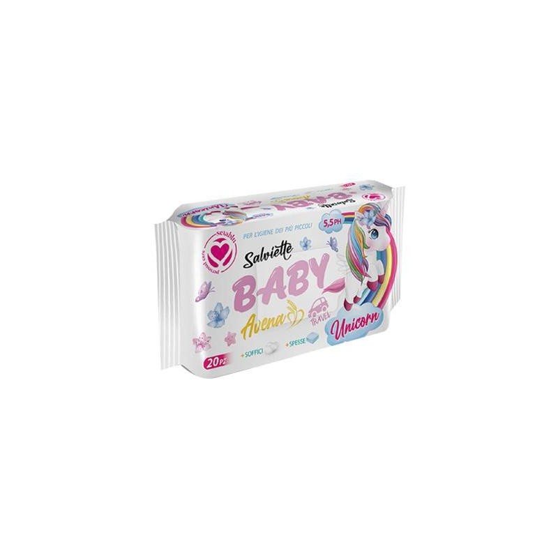 SETABLU SALVIETTINE BABY TRAVEL AVENA UNICORNO X20
