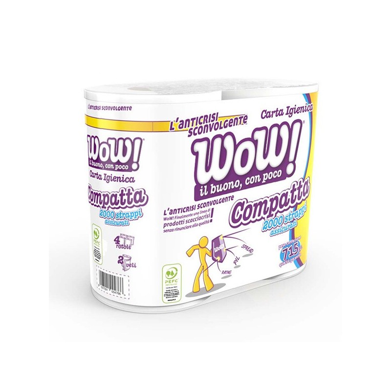 WOW CARTA IGIENICA 4 RT COMPATTA 4RT 2V IMBALLI INTERI X 7