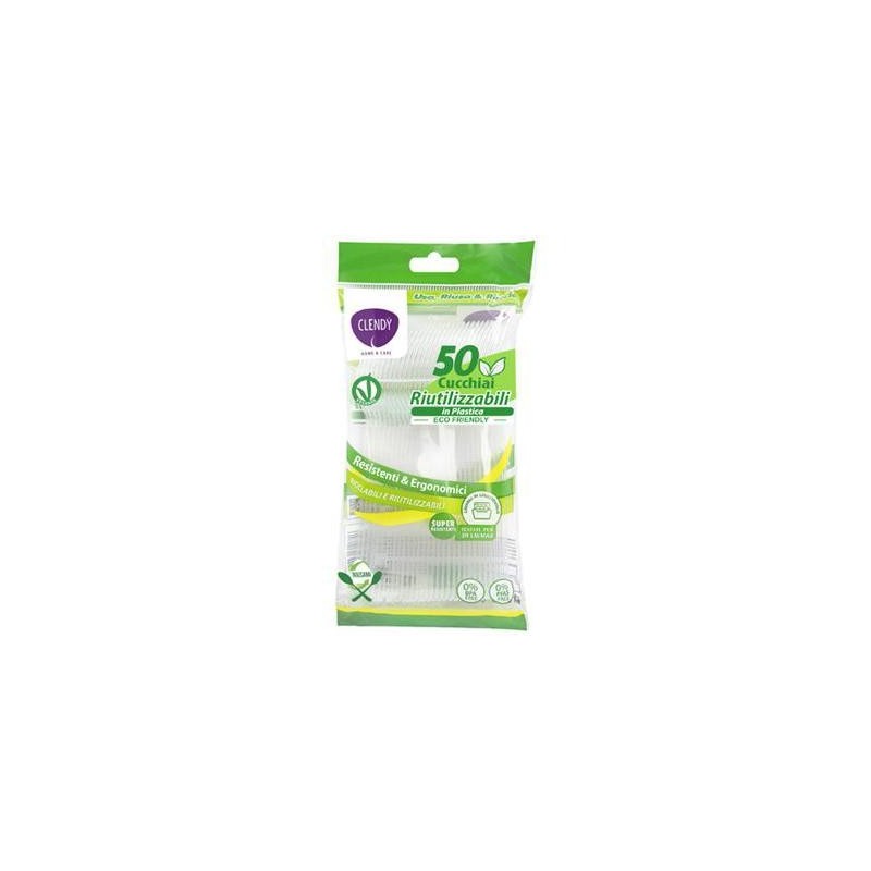 CLENDY CUCCHIAI RIUTILIZZABILI TRASPARENTI X50 PZ