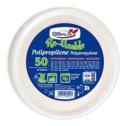 DOPLA REUSABLE PIATTI FONDI D220 BIANCO X50