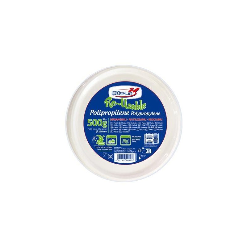 DOPLA REUSABLE PIATTI PIANI D220 BIANCO 500GR