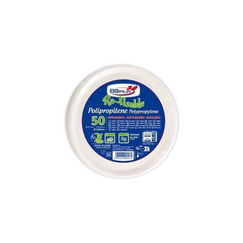 DOPLA REUSABLE PIATTI PIANI D220 BIANCO X50