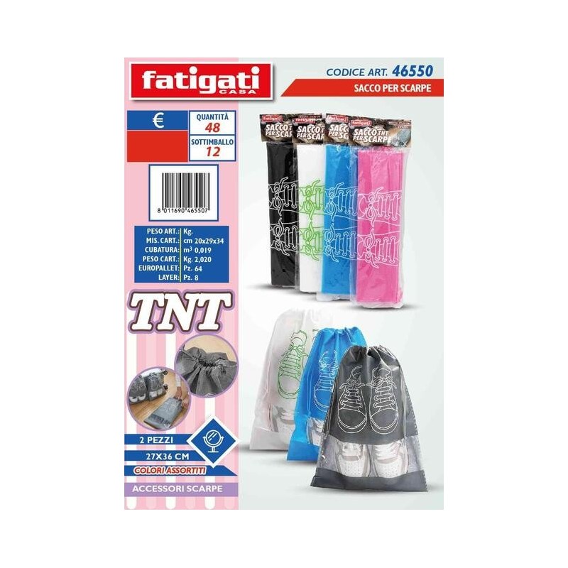 FATIGATI SACCO IN TNT 2 PZ PER SCARPE 32*43 CM IMBALLI INTERI X 12
