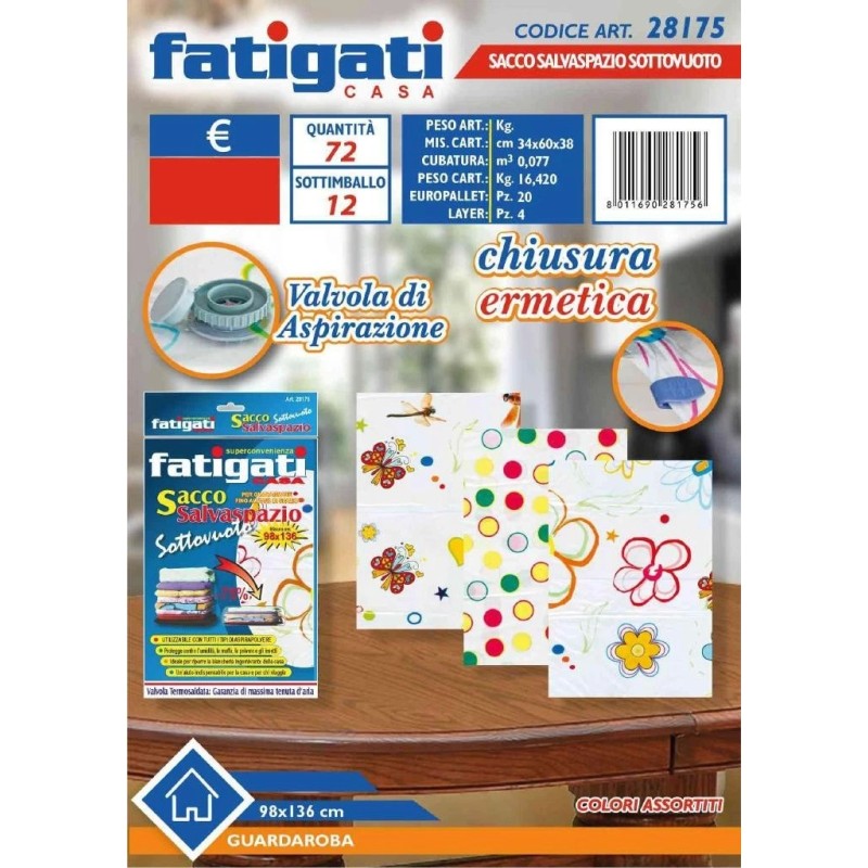 FATIGATI SACCO SOTTOVUOTO 98*136 IMBALLI INTERI X 12