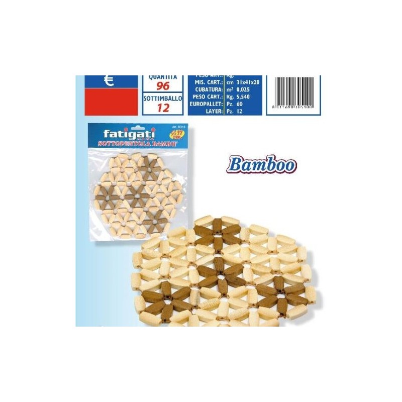 FATIGATI SOTTOPENTOLA IN BAMBOO IMBALLI INTERI X 12