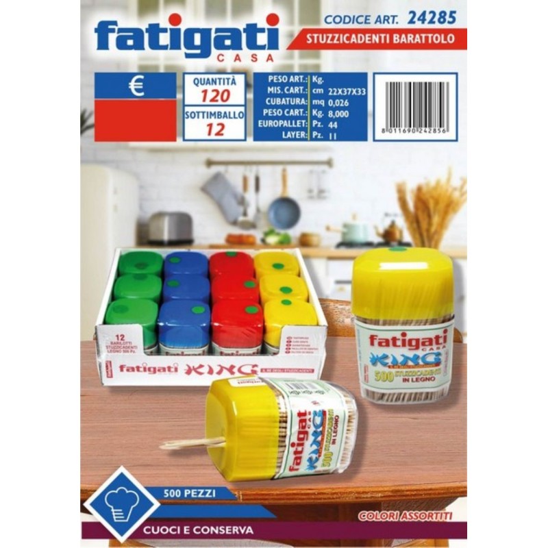 FATIGATI STUZZICADENTI BARATTOLO 500 PZ IMBALLI INTERI X 12