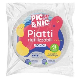 PIC&NIC PIATTI FONDI 20 PEZZICM21 BIANCHI RIUTILIZZABILI