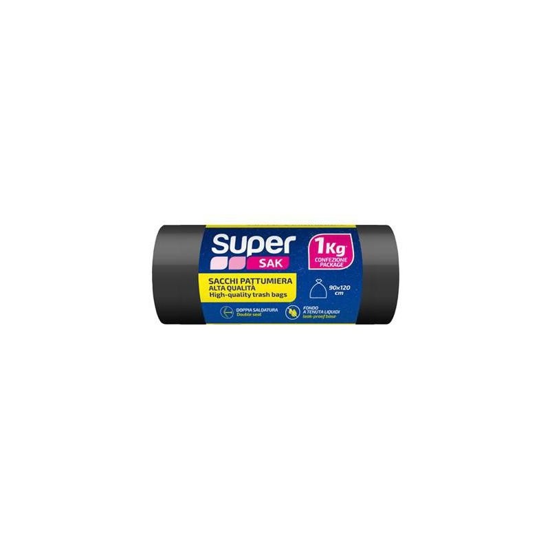 SUPERSAK SACCHI PER RIFIUTI ANTI GOCCIA NERO KG.1 CM.90X120