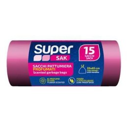 SUPERSAK SACCHI RIFIUTI ROSA PROFUMATO FIORI CON MANICI X15 CM.55X65
